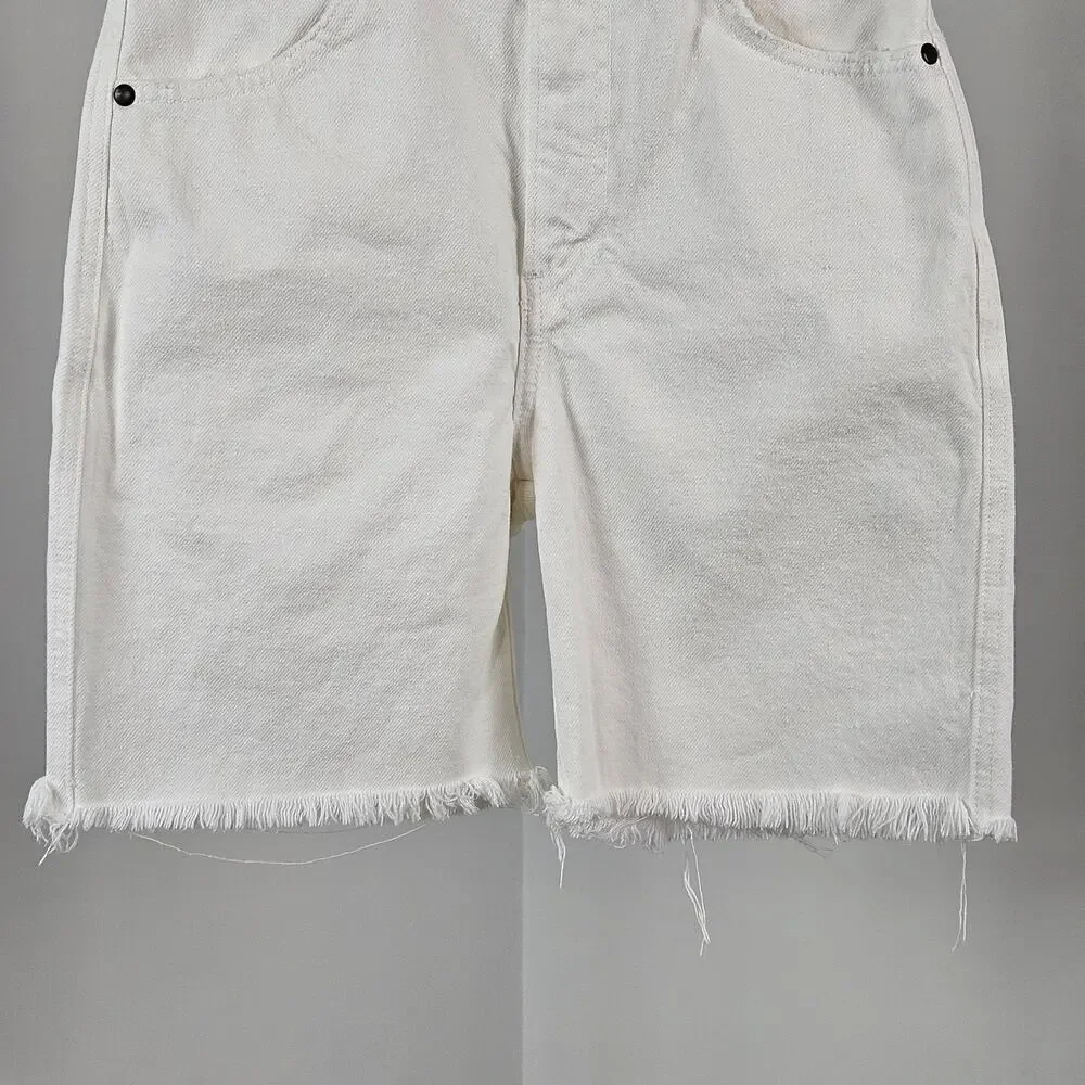 Reformation Jeans Women's White Cut-off High Rise‎ Denim Jeans Shorts | 25